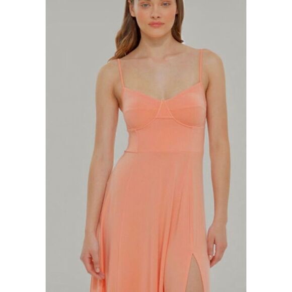 DEX - NWT - L Sz MEDIUM Structured-Bodice Knit Midi Dress in Peach Coral. LOVELY - Picture 14 of 14